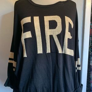 Baggy tee “Fire” printed t shirt cropped top